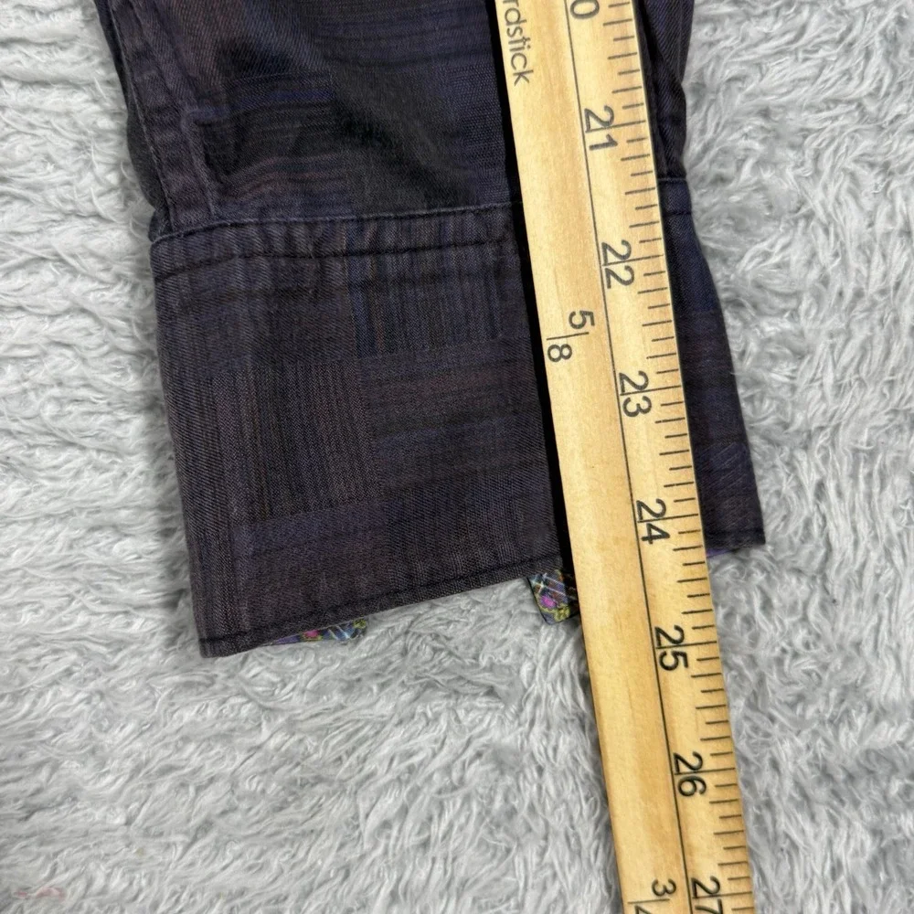 Robert Graham Shirt Mens XS Black Purple Plaid Classic Fit Embroidered Flip Cuff